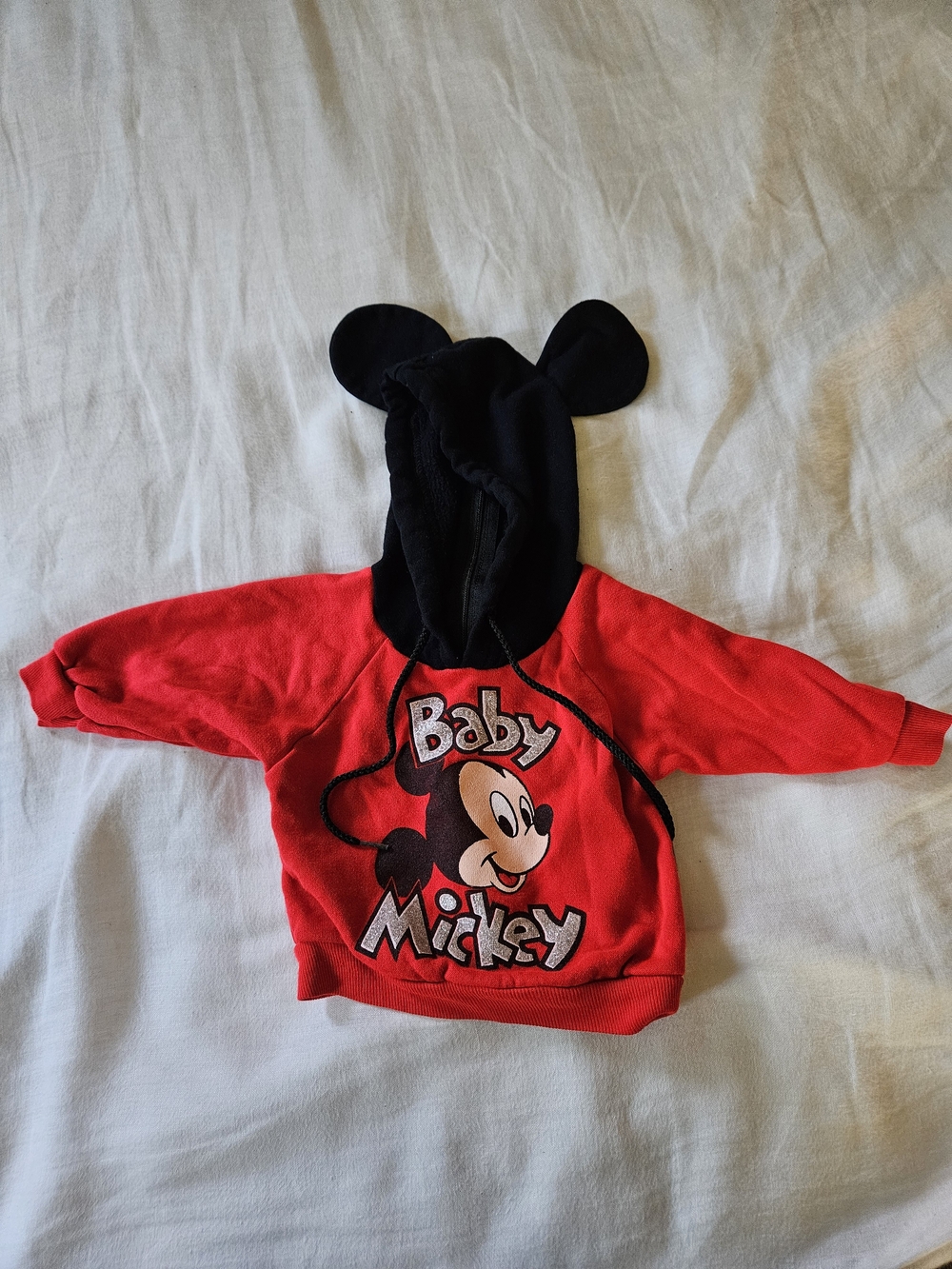 Vintage 1984 Baby Mickey Hooded Sweatshirt Infant Walt Disney Co.